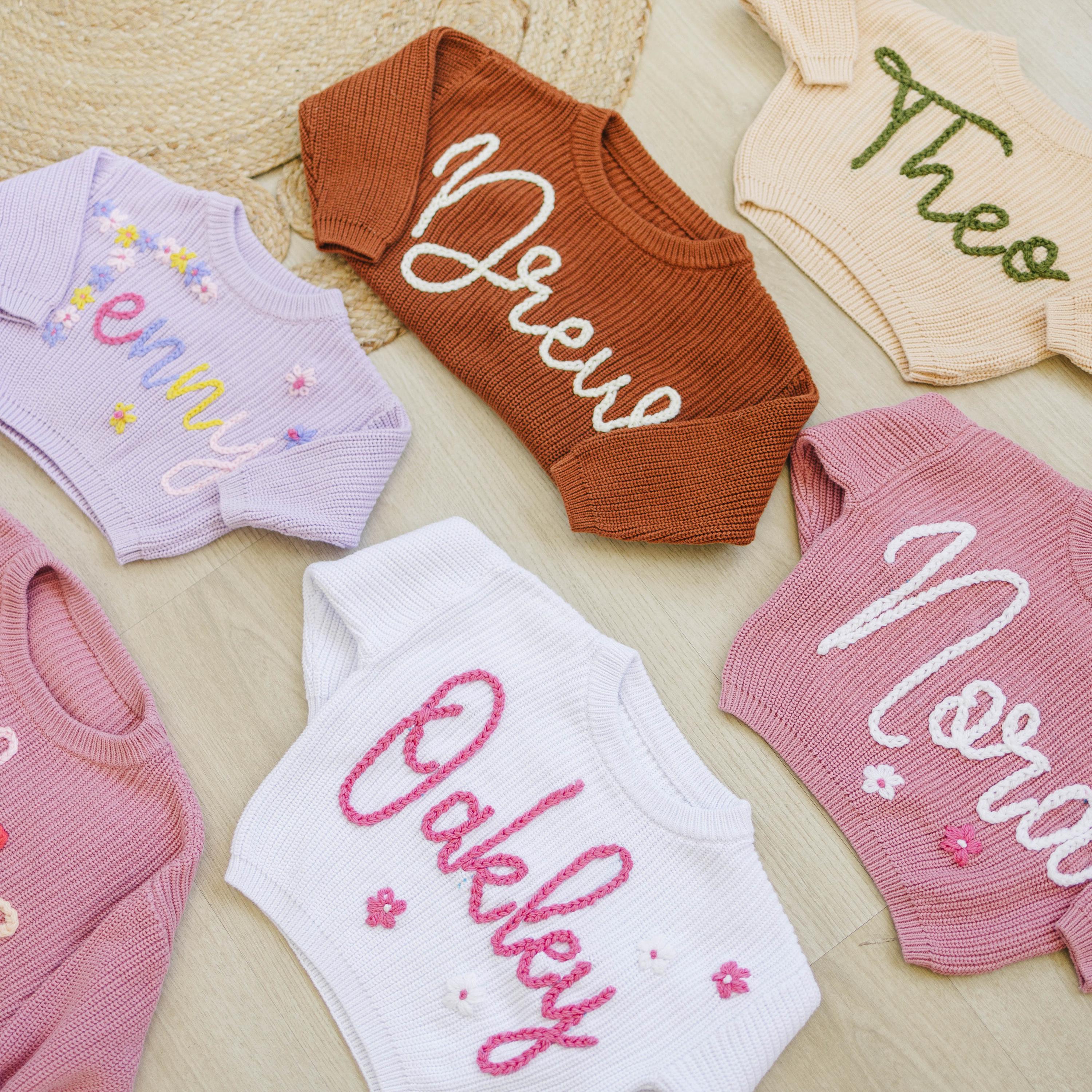 Personalized Hand embroidered Name Baby Sweater