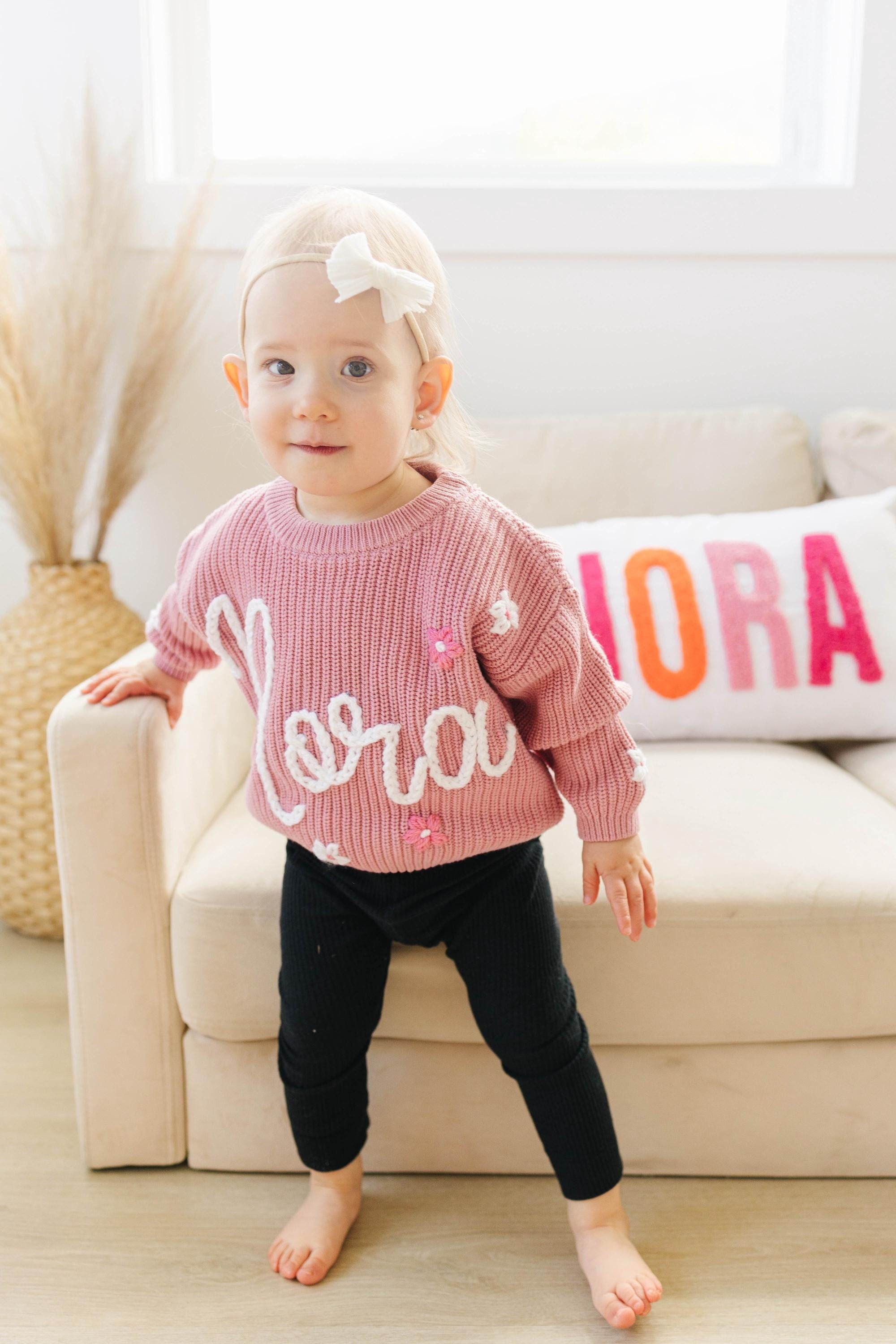 Personalized Hand embroidered Name Baby Sweater