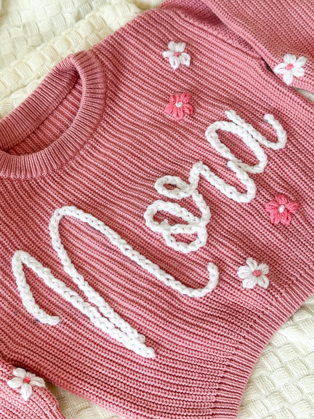 Personalized Hand embroidered Name Baby Sweater