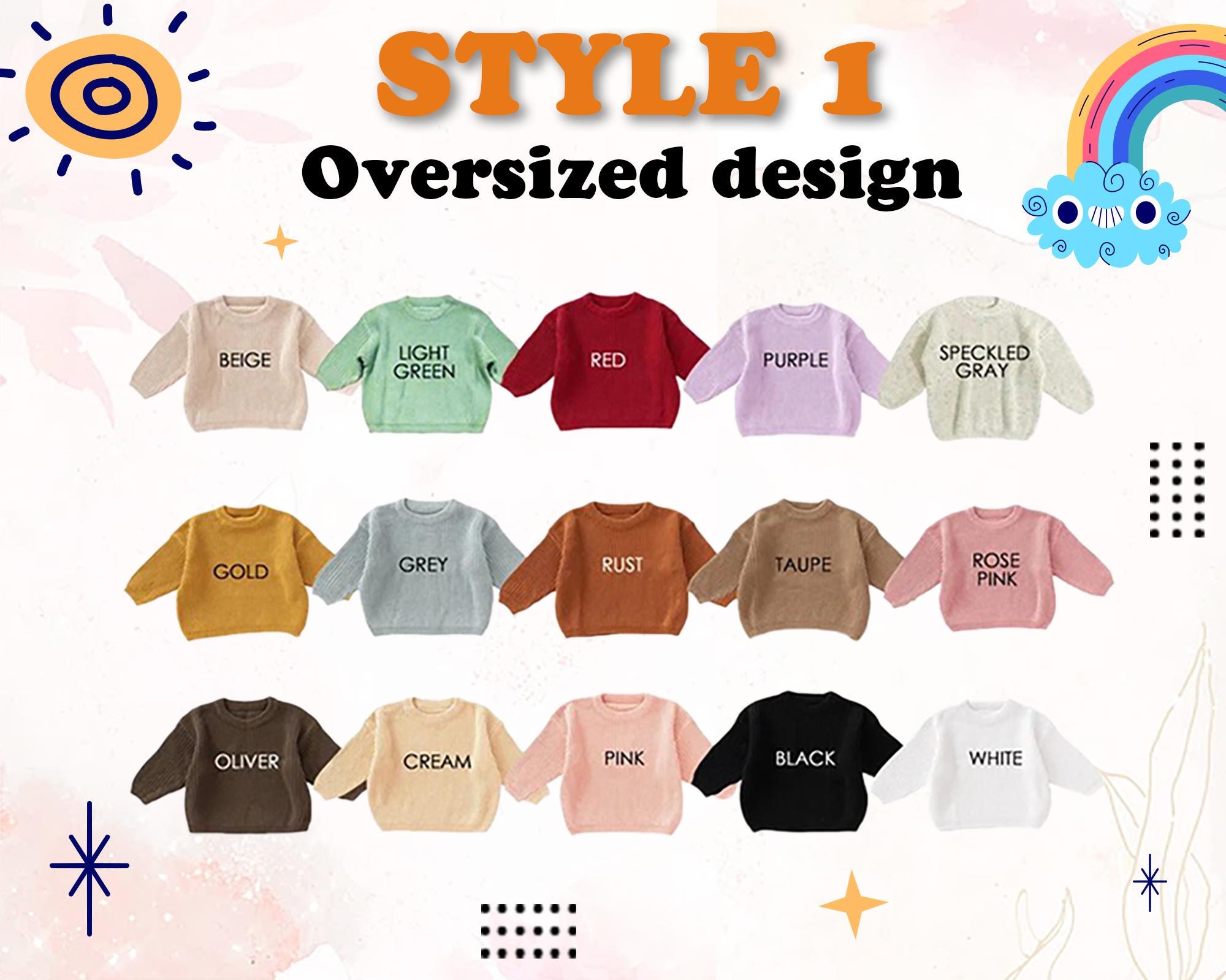 Handmade Embroidery Name  Baby Sweaters