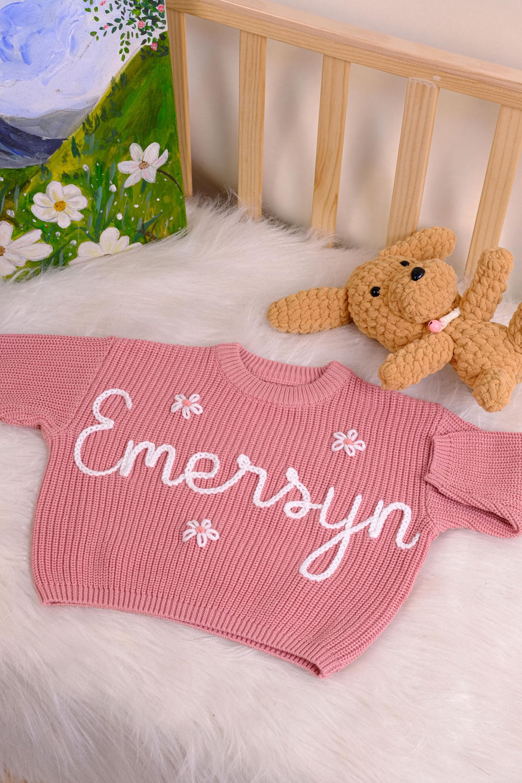 Handmade Embroidery Name  Baby Sweaters
