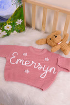 Handmade Embroidery Name  Baby Sweaters