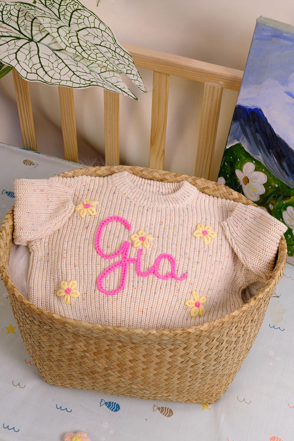 Handmade Embroidery Name  Baby Sweaters