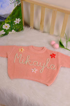 Handmade Embroidery Name  Baby Sweaters