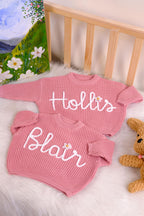 Handmade Embroidery Name  Baby Sweaters