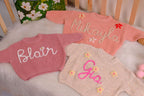 Handmade Embroidery Name  Baby Sweaters