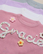 Personalized Hand embroidered Knit Sweater Name Baby