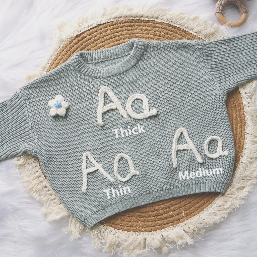 Personalized Hand embroidered Knit Sweater Name Baby