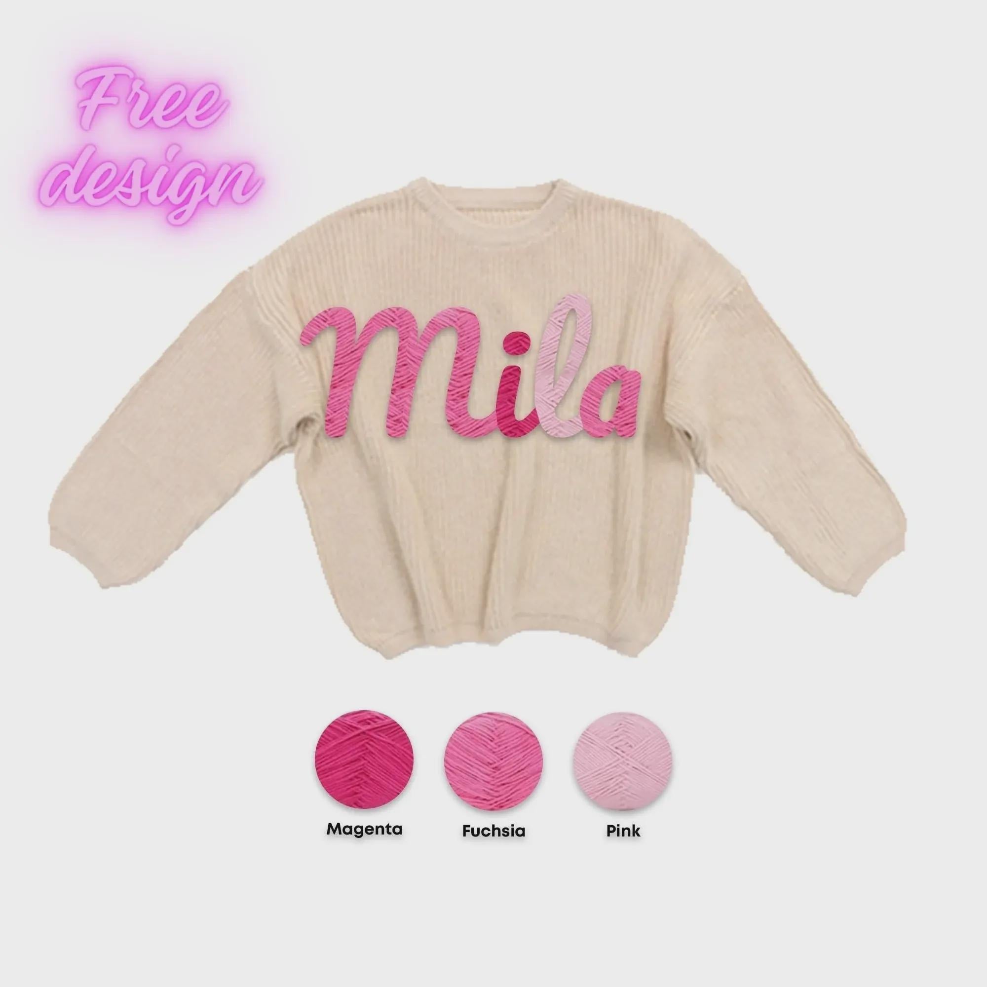 Personalized Hand embroidered Knit Sweater Name Baby