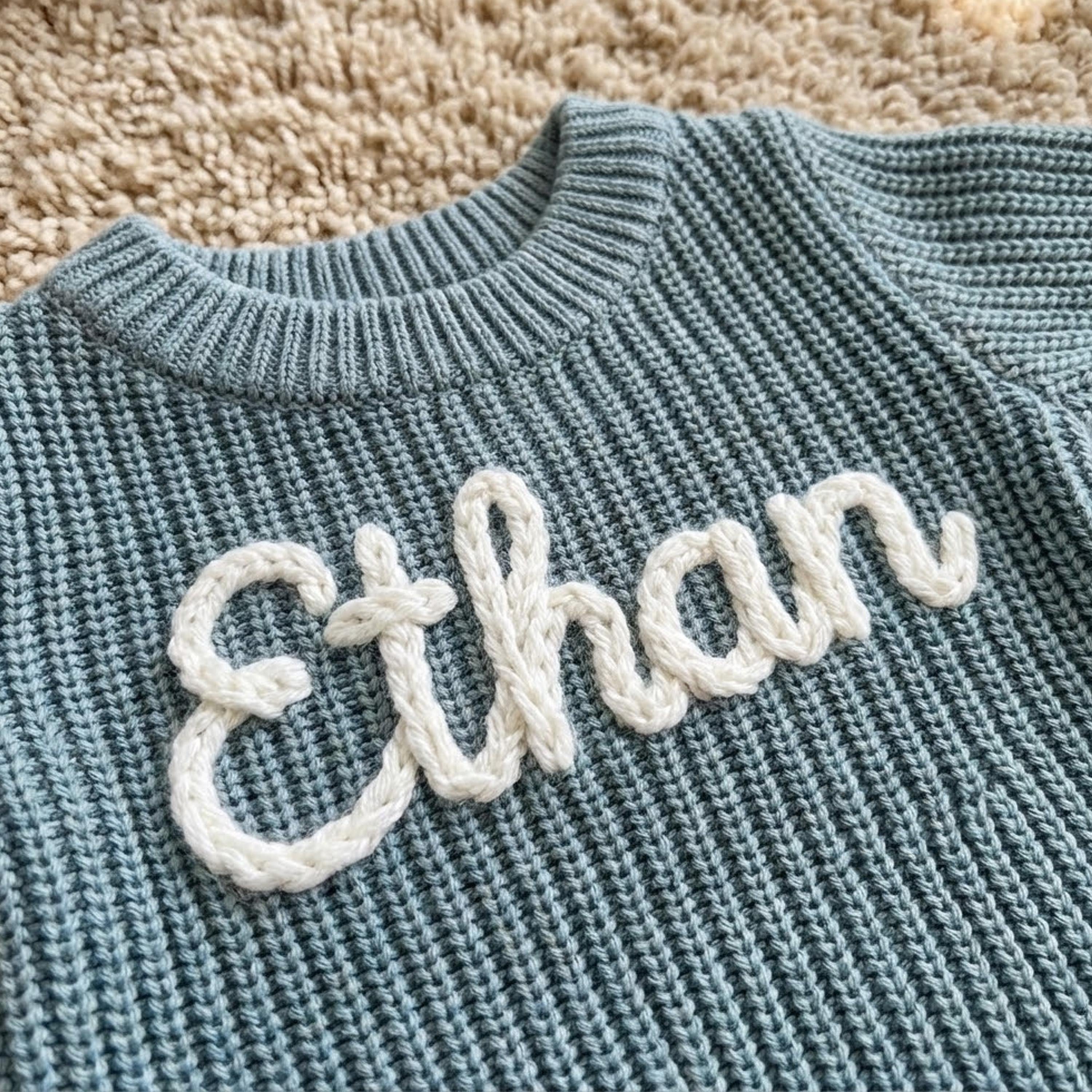 Hand Embroidered Name Baby Romper