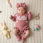 Hand Embroidered Name Baby Romper