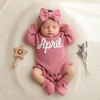 Hand Embroidered Name Baby Romper