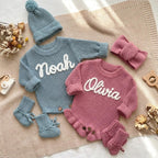 Hand Embroidered Name Baby Romper