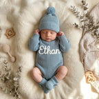 Hand Embroidered Name Baby Romper