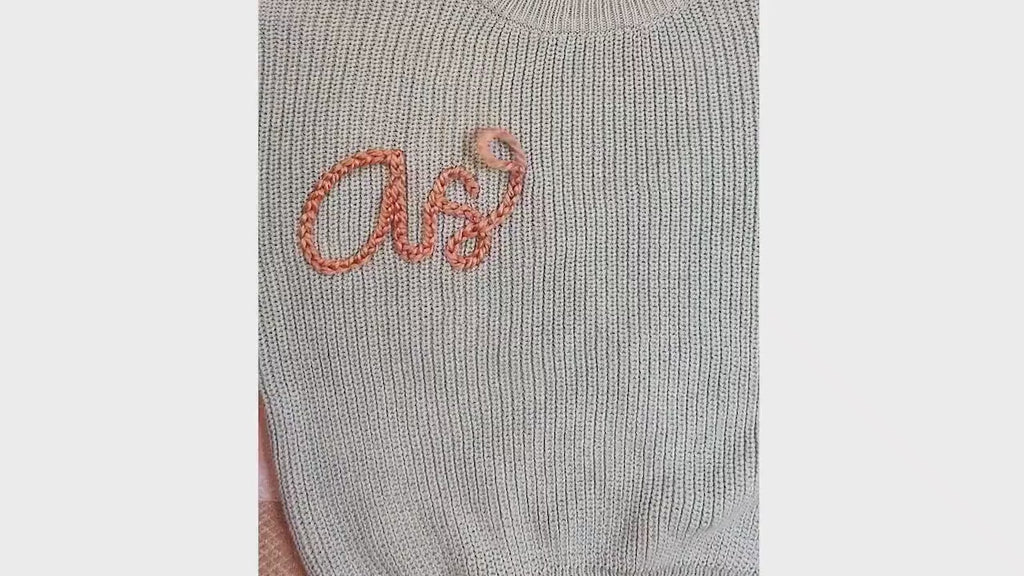 Personalized Hand embroidered Knit Sweater Name Baby