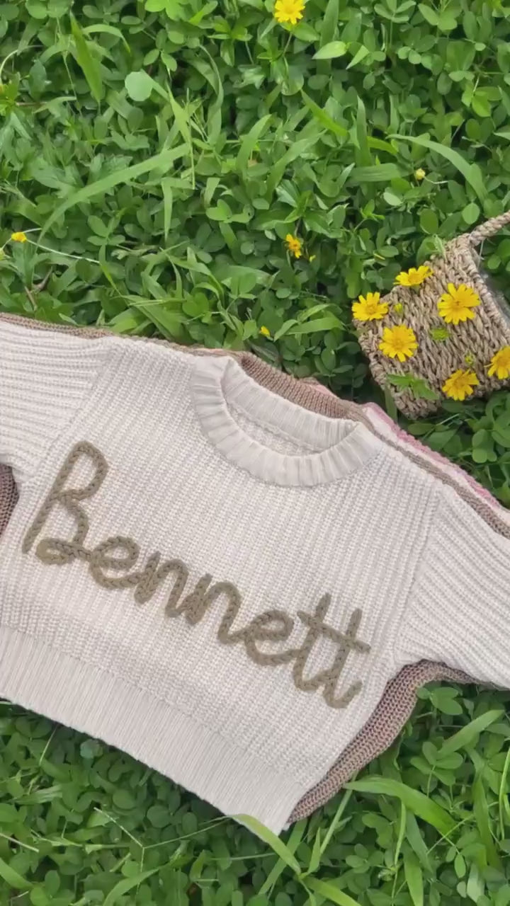 Handmade Embroidery Name  Baby Sweaters